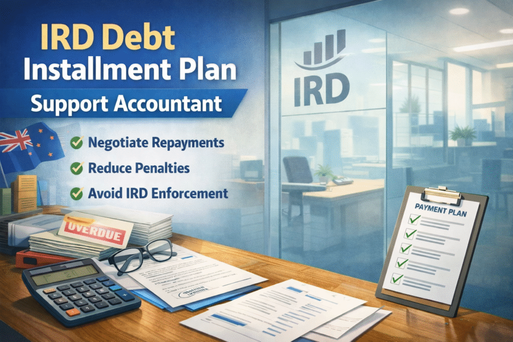 alt="IRD debt installment plan support accountant helping New Zealand taxpayers manage IRD repayment plans"