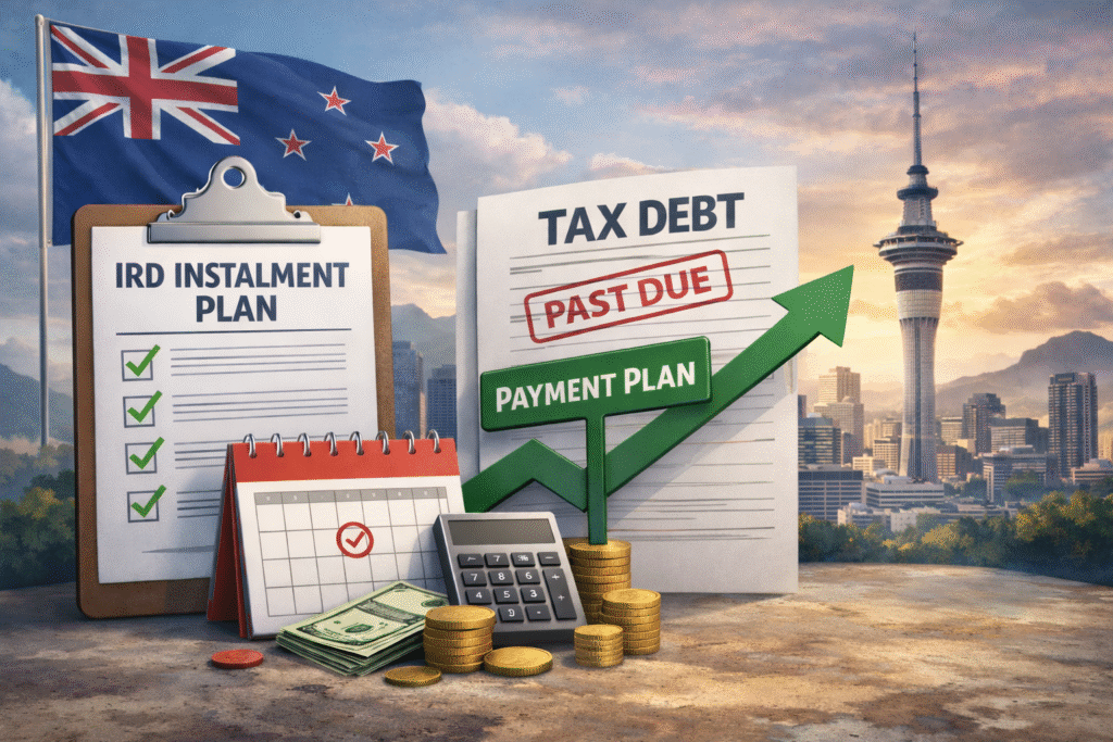 Visual representation of an IRD instalment plan helping New Zealand taxpayers manage overdue tax payments