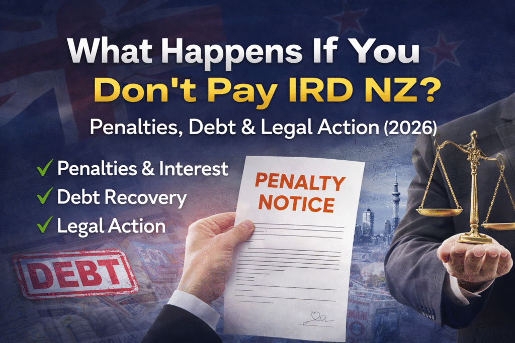 What happens if you dont pay IRD NZ showing penalties debt recovery and legal action consequences in New Zealand tax system