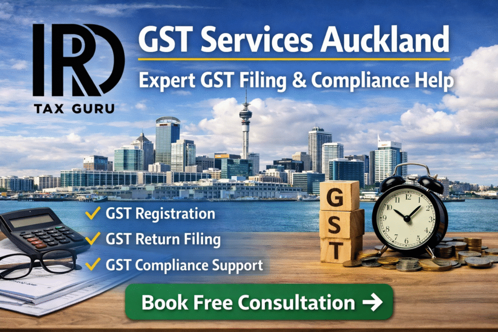 GST services Auckland image showing GST registration, return filing and compliance support for businesses in New Zealand