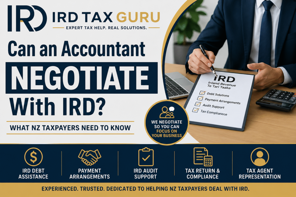 Can an accountant negotiate with IRD guide for New Zealand taxpayers dealing with IRD debt payment arrangements audits and tax compliance