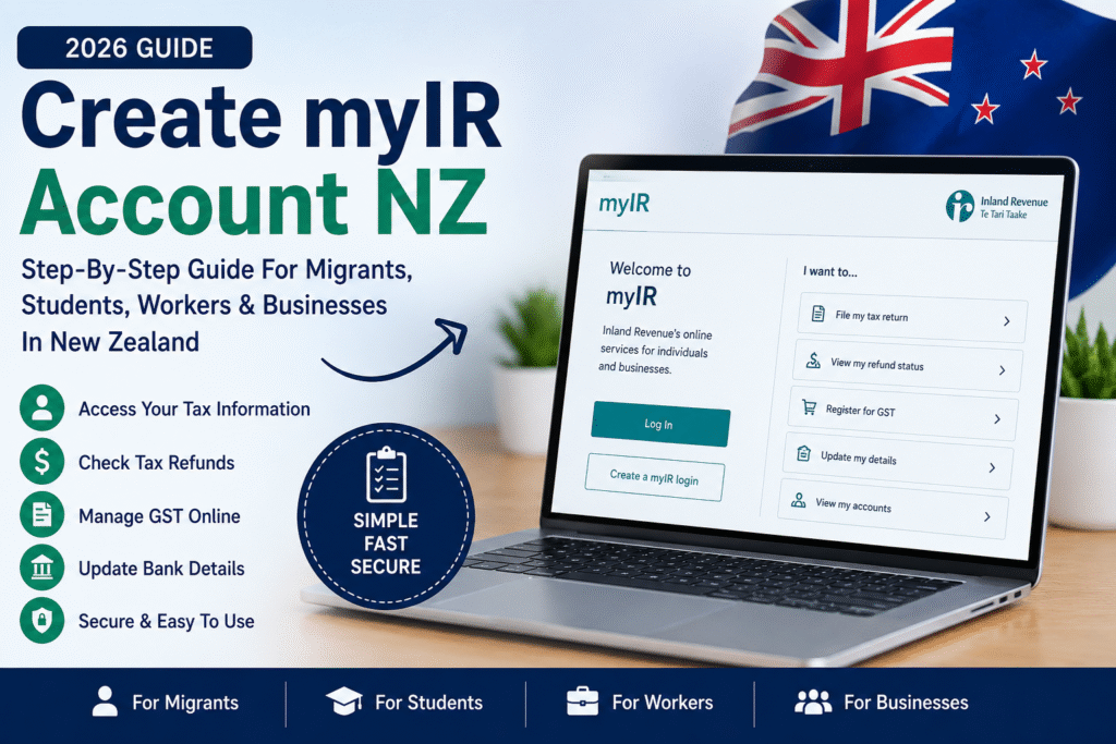 Create myIR Account NZ 2026 step-by-step guide for migrants, students, workers, and businesses in New Zealand