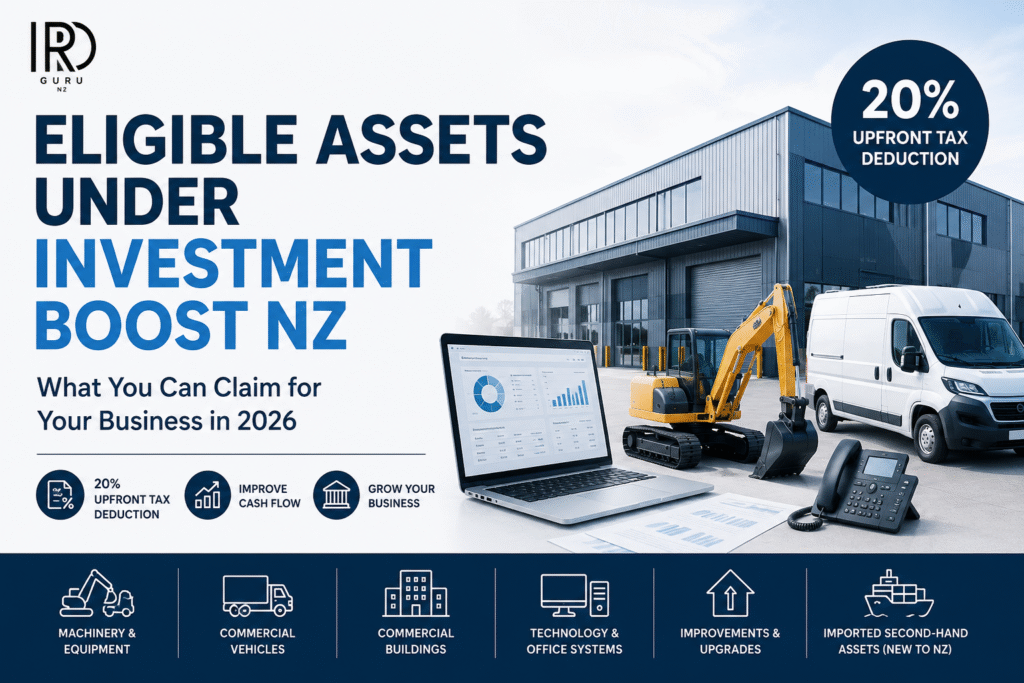 Investment Boost NZ examples showing mixed-use vehicles machinery commercial buildings and tax-saving scenarios for New Zealand businesses