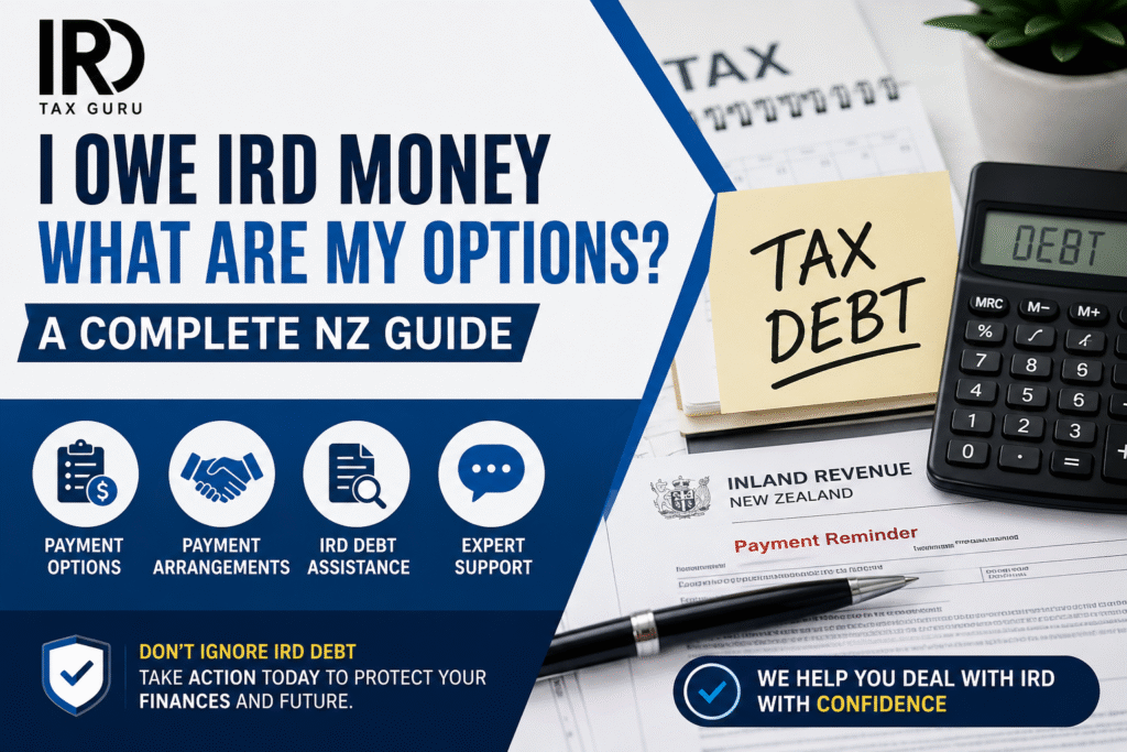 I Owe IRD Money What Are My Options guide for New Zealand taxpayers facing IRD tax debt payment arrangements and Inland Revenue obligations