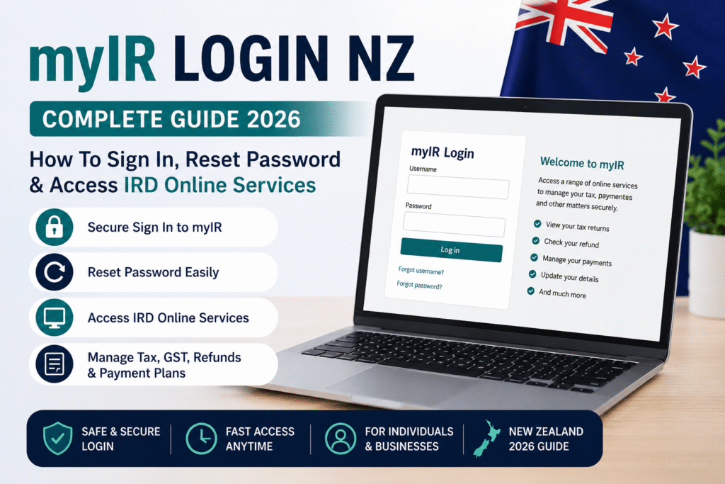 myIR Login NZ guide showing how to sign in, reset passwords, and access IRD online services in New Zealand