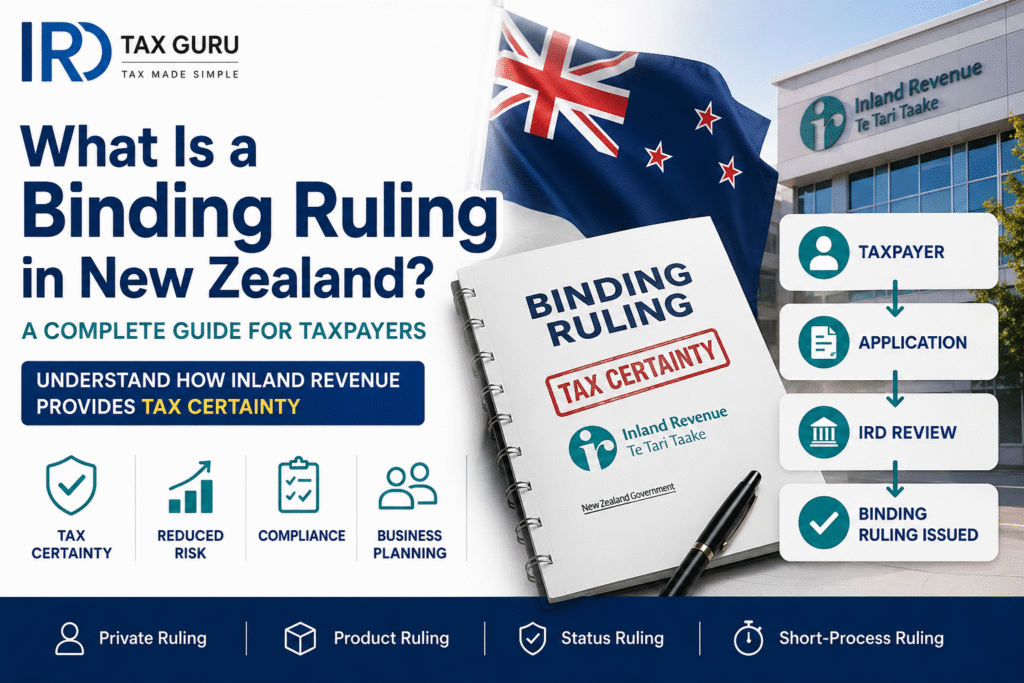 What Is a Binding Ruling in New Zealand? Guide to Inland Revenue tax rulings, including private rulings, product rulings, status rulings, and short-process rulings for taxpayers.