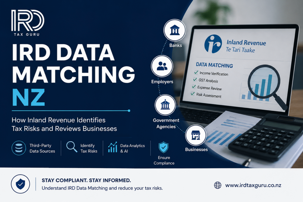 IRD Data Matching NZ guide explaining how Inland Revenue identifies tax risks, reviews businesses and verifies taxpayer information