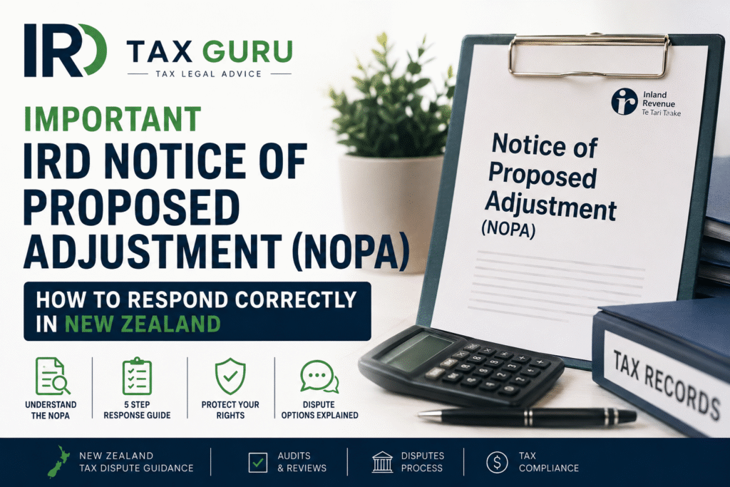 IRD Notice of Proposed Adjustment NOPA guide for New Zealand taxpayers explaining how to respond to Inland Revenue disputes and tax assessment reviews