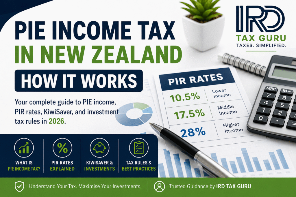PIE Income Tax New Zealand guide explaining Portfolio Investment Entities, PIR rates, KiwiSaver taxation, and investment income rules.