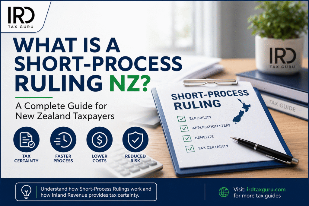 Short-Process Ruling NZ guide explaining Inland Revenue's simplified binding ruling process, eligibility requirements, application steps, benefits, and tax certainty for New Zealand taxpayers.