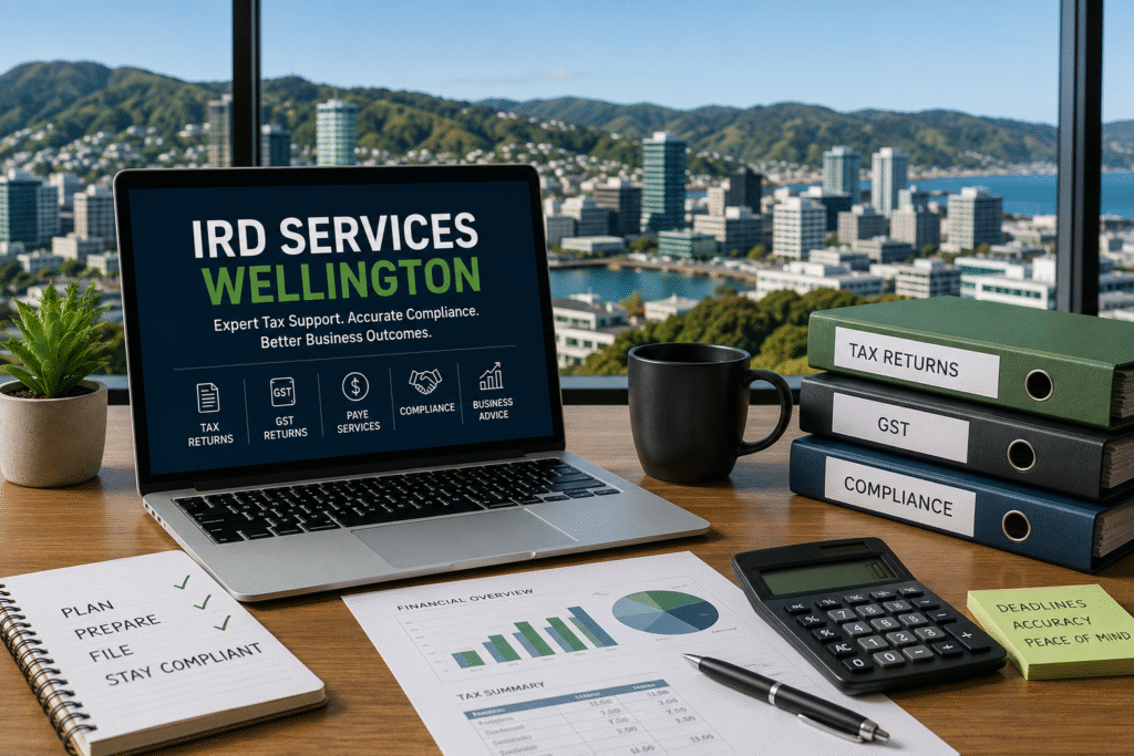 IRD Services Wellington helping businesses and individuals with tax returns, GST, PAYE, IRD compliance and tax advice.
