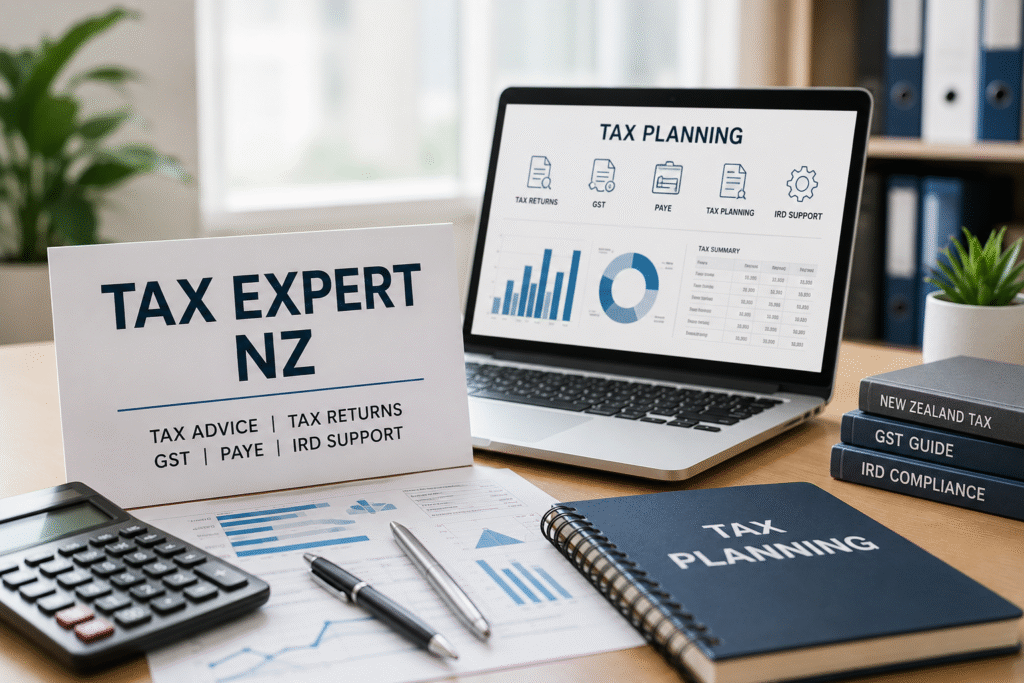 Tax Expert NZ providing professional tax advice, GST, PAYE, tax planning, and business tax consulting for individuals and businesses across Auckland, Wellington, and New Zealand.
