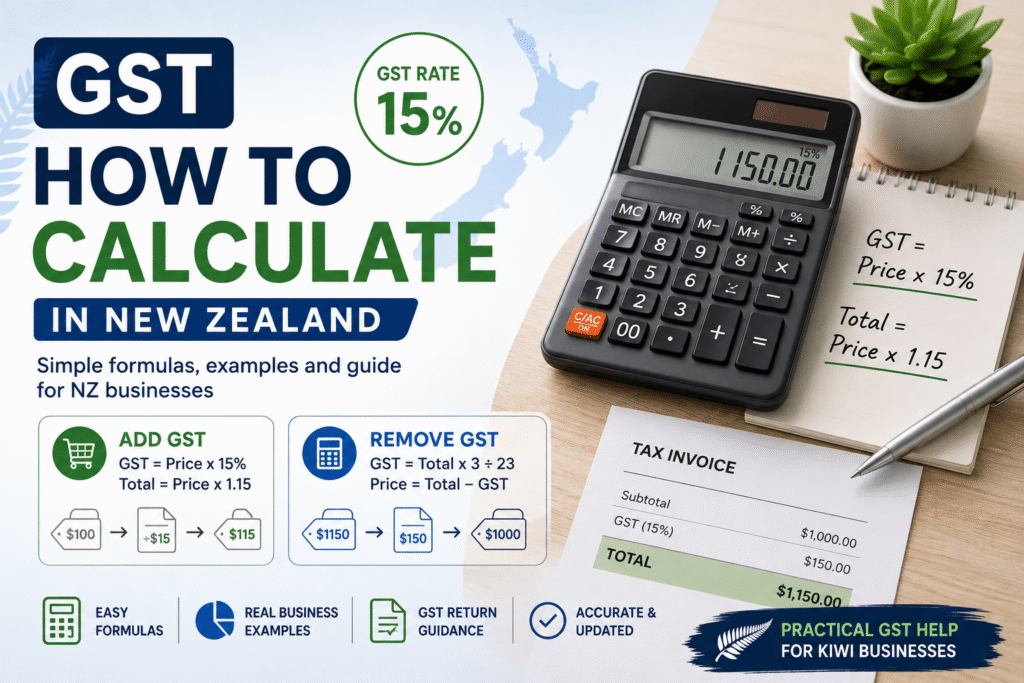 GST how to calculate in New Zealand using the 15 percent GST rate and formulas