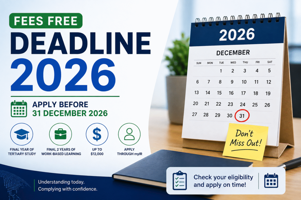 Fees Free deadline 2026 in New Zealand with 31 December application deadline