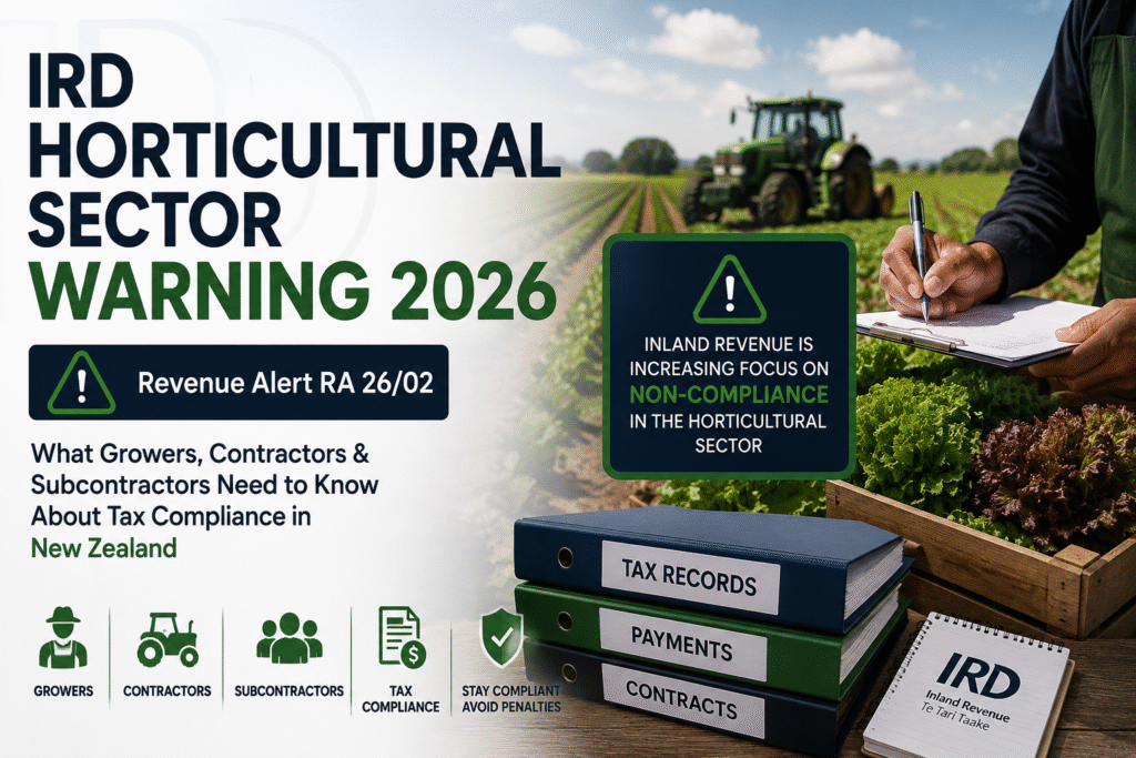 IRD horticultural sector warning 2026 for growers, contractors and subcontractors in New Zealand