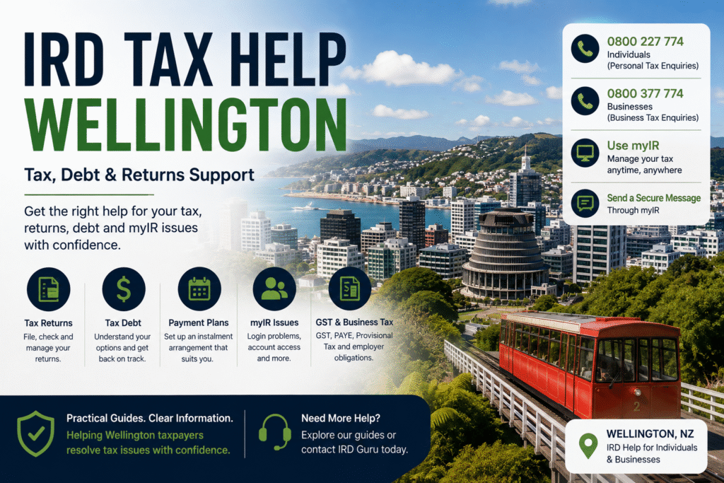 IRD Tax Help Wellington for tax debt, returns, GST and myIR support