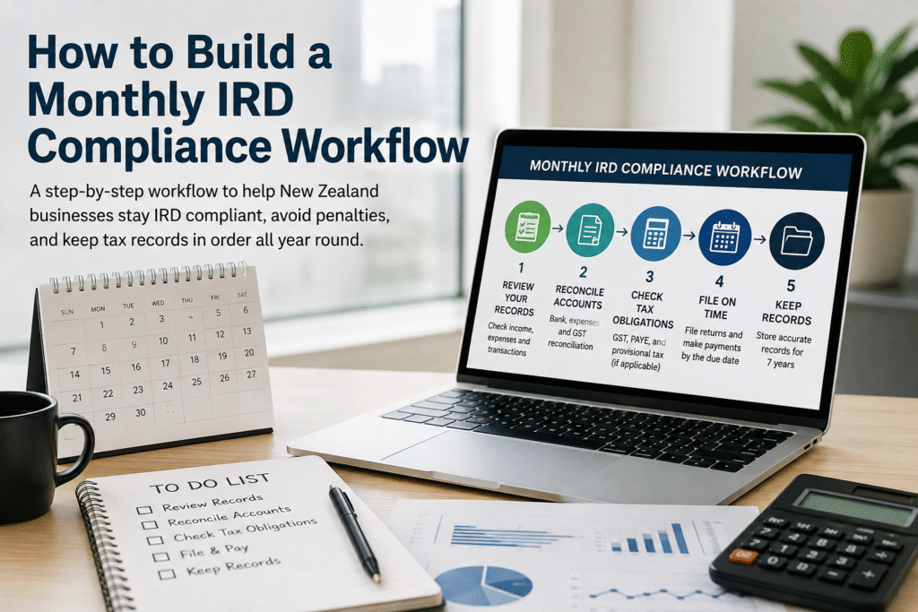 Monthly IRD compliance workflow for New Zealand businesses