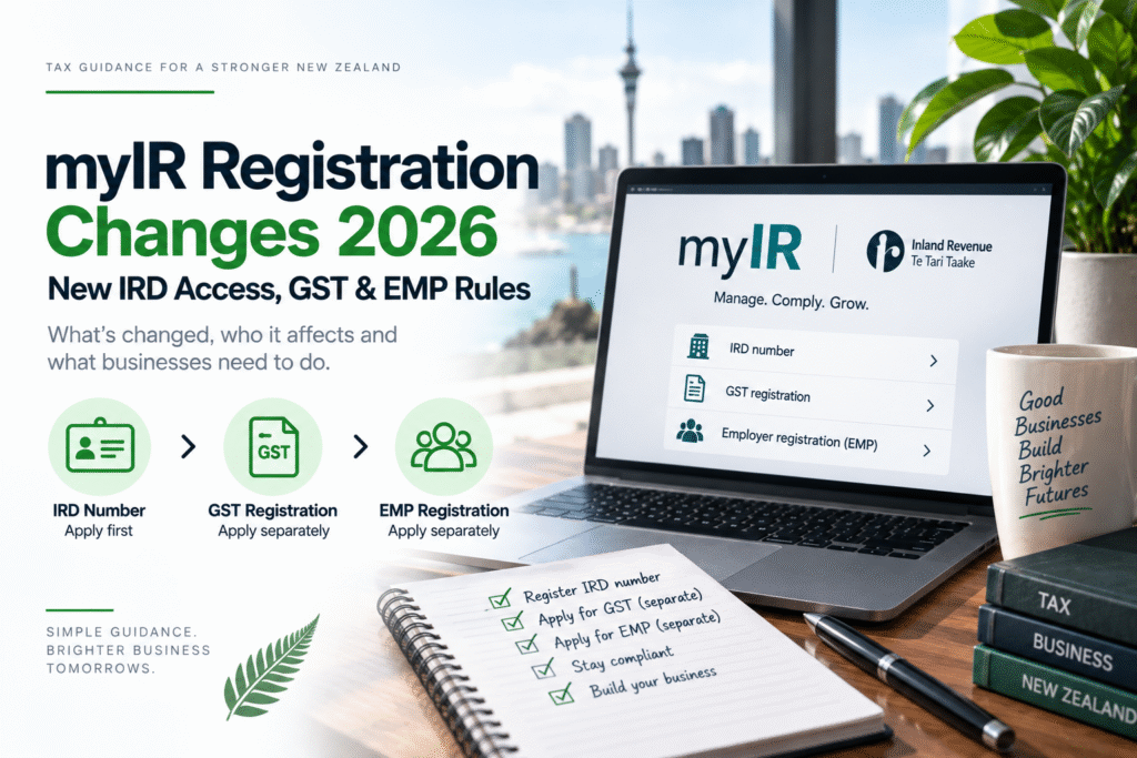 myIR registration changes 2026 for IRD number, GST and EMP registration