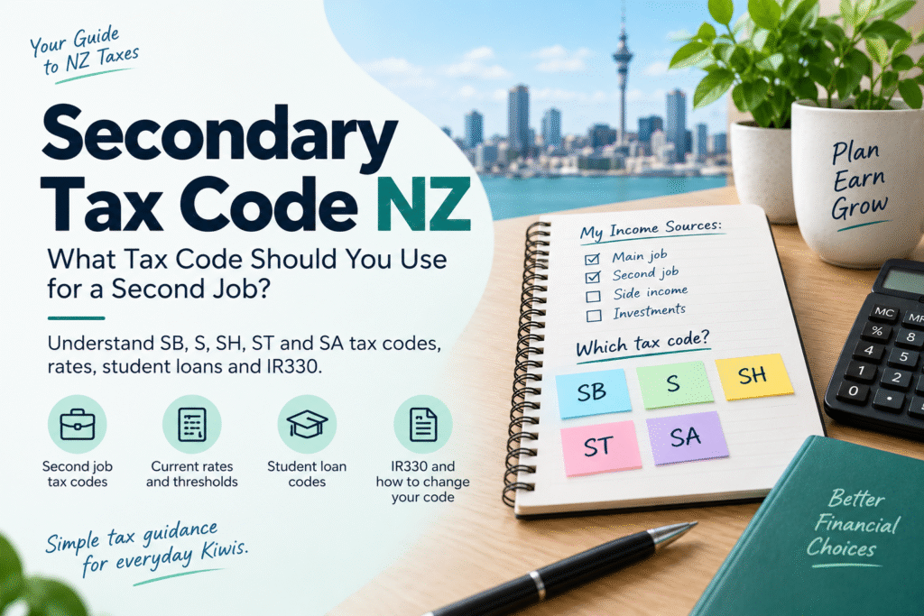 Secondary tax code NZ guide showing tax codes for a second job